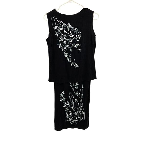 Vtg Carolyn Strauss Collection Black Sleeveless Top Skirt Set Embroidered Size S - Picture 1 of 5